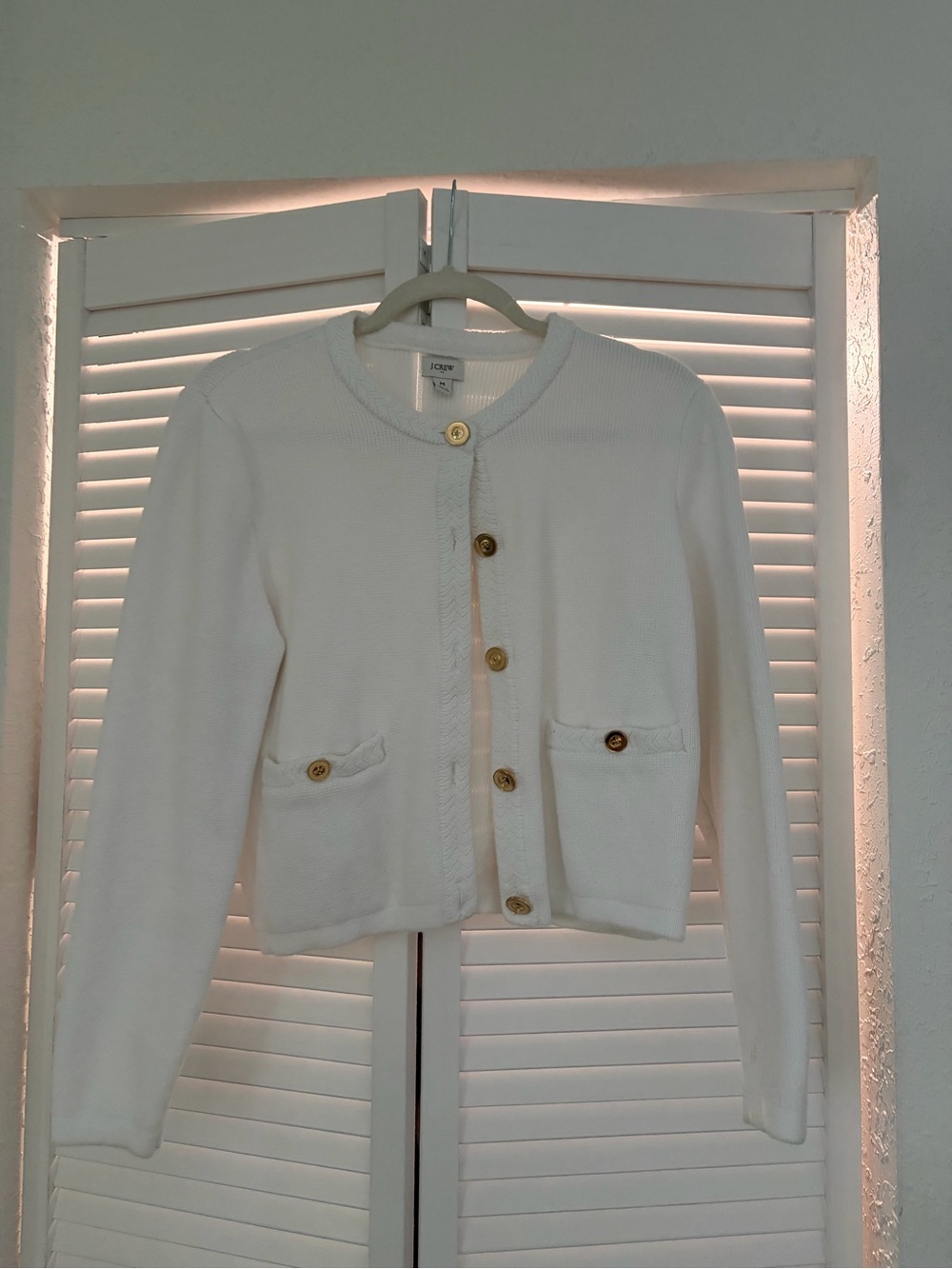 J. Crew Cream Knit Cardigan with Gold Button